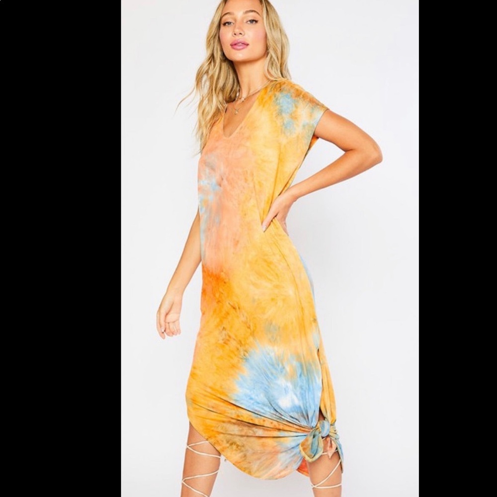 Tie Dye Maxi Dress Oversized Small